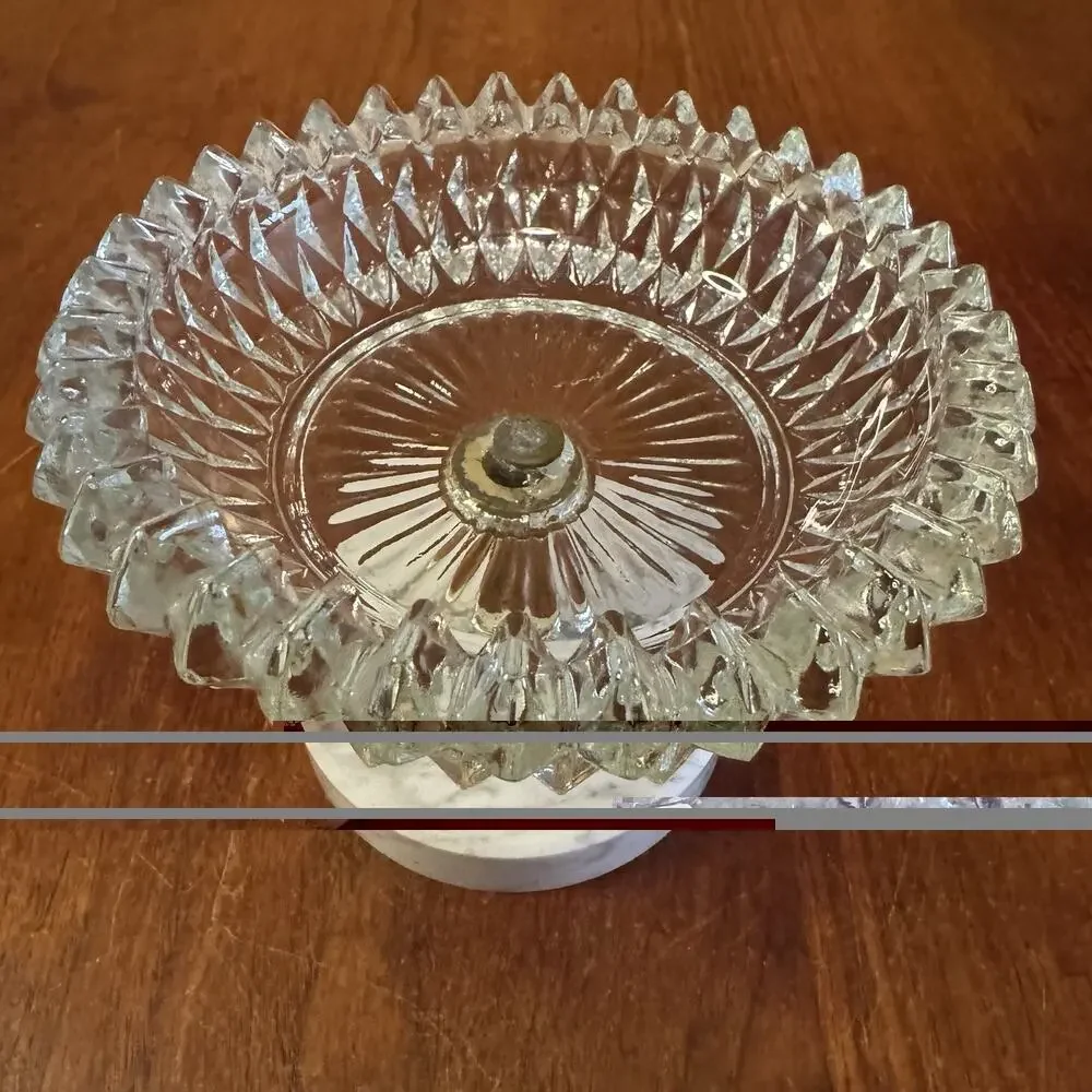 Vintage Hollywood Regency Crystal Compote Bowl Marble Base Italy 6”